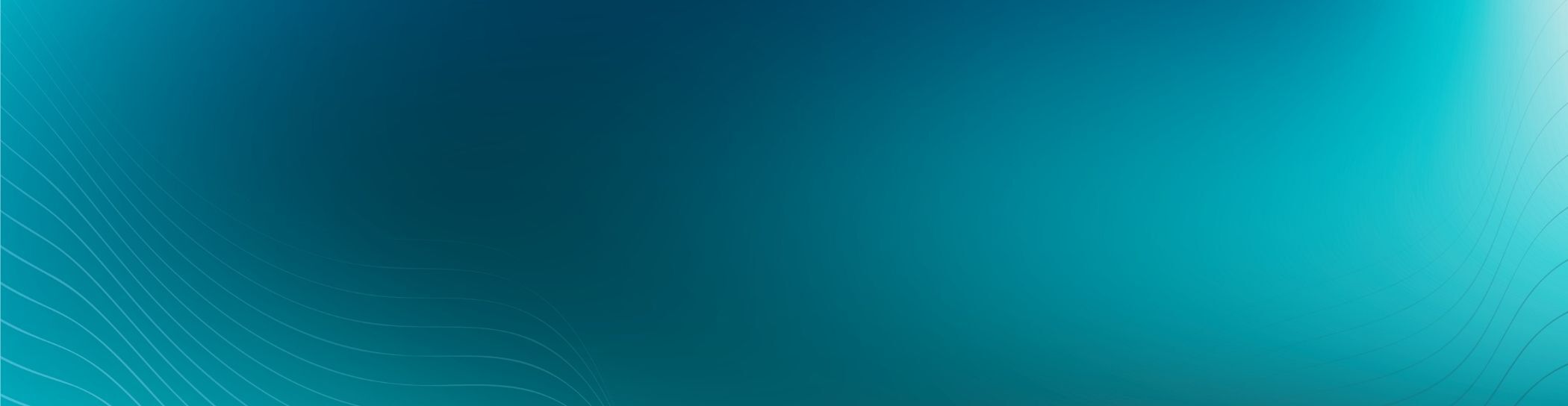 Abstract teal and blue gradient banner with subtle curved line patterns on the left and right edges.